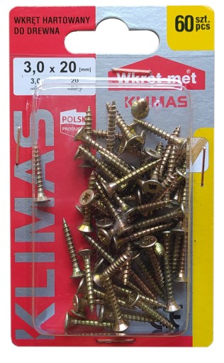 SKRUTKY DO DREVENÉHO NÁBYTKU SKRUTKY MET 3,0x20 mm 60 ks
