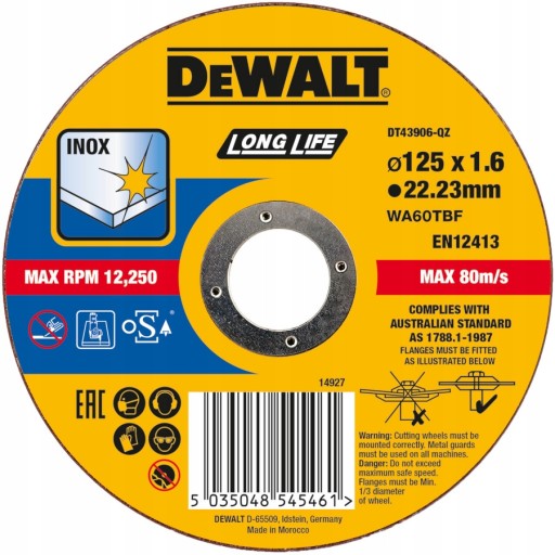 DEWALT DT43906 Kotúč na kov, oceľ INOX, 125 mm