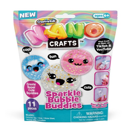Kreatívna súprava Nano Crafts Bubbles Tape Push Sparkle Bubble Buddies