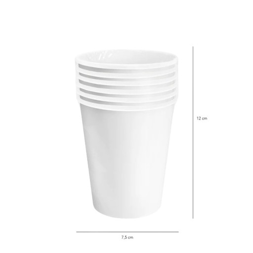 id_4035 BIELY papierový hrnček 6 ks. 220ml hrnčeky, BIELE ŠÁLKY NA STOL