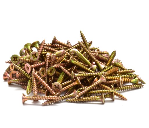 Skrutky kalené 4x30 plný závit drevo žltá zápustná hlava 1KG/580ks