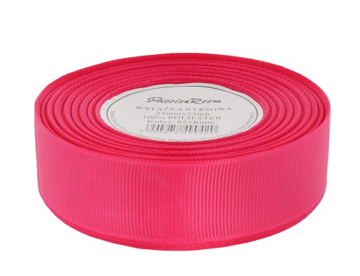 Grogrénová stuha na ozdobu ozdobná svadobná čelenka 25mm 22mb fuchsiová