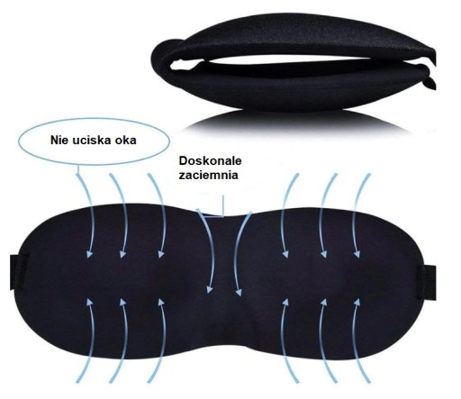 Maska na oči 3D čelenka na spanie na cesty Čierna