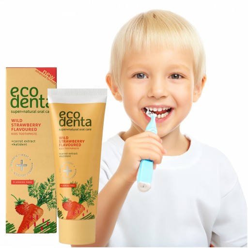 Zubná pasta pre deti bez fluoridu Lesná jahoda Bioaktívny Calcium Ecodenta 75ml