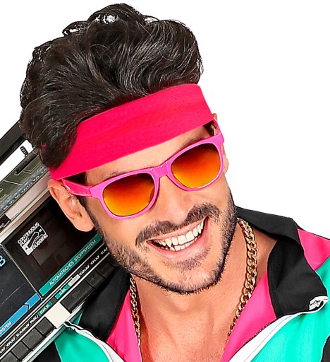 Neónová RUŽOVÁ Látková čelenka Disco karneval 80. rokov