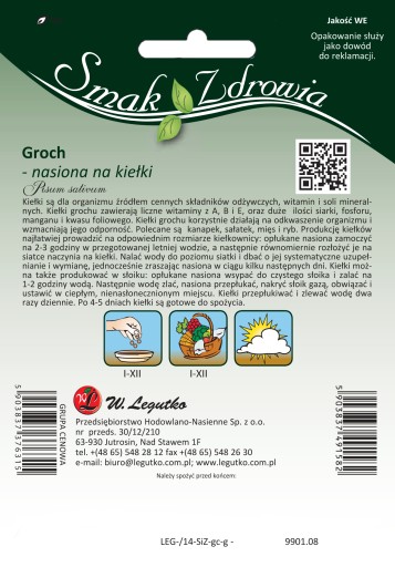 Semená do hrachových klíčkov 50g - Semená - W. Legutko