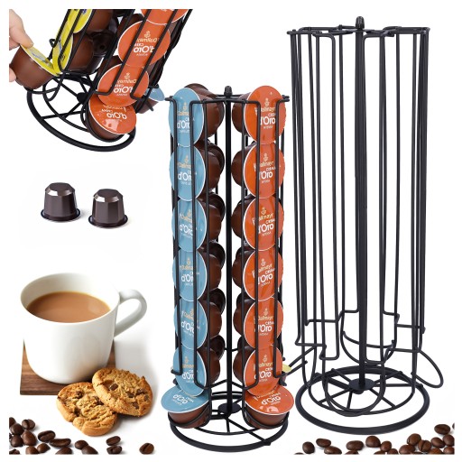 RACK NA KAPSULE Dolce Gusto na kávu, 28 kusov kapsúl, otočný, čierny