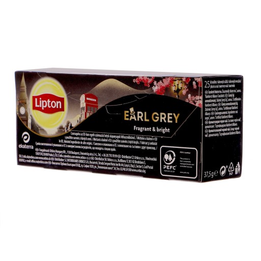 Čierny čaj Lipton Earl grey s príchuťou 37,5 g (35 vrecúšok)