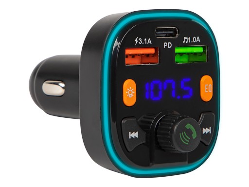FM VYSIELAČ BLUETOOTH LED RGB MP3 SD BT FAST PD NABÍJAČKA 2xUSB QC 3.0