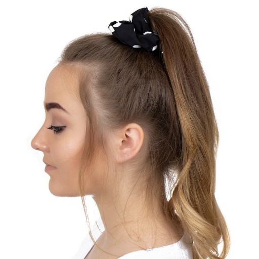 SCRUNCHIES gumička do vlasov s bodkami, ČIERNA
