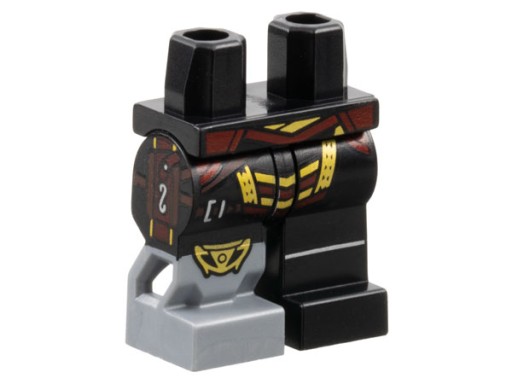 Lego New Legs Black Pravá noha tvarovaná strieborná protéza 970d54pb01