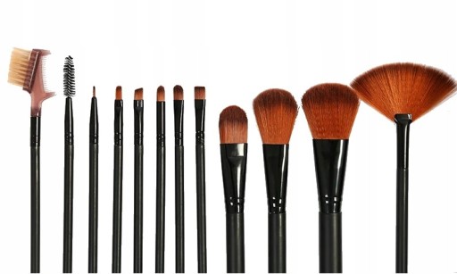 Profesionálna sada štetcov na make-up, 12 ks, čierne puzdro, PUDROVÉ ŠTETY