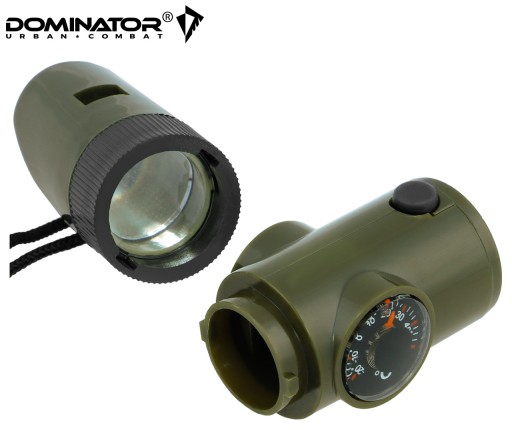 SURVIVAL TURISTICKÁ ZÁCHRANNÁ píšťalka DOMINATOR 6v1 S KOMPASOM A TEPLOMEROM