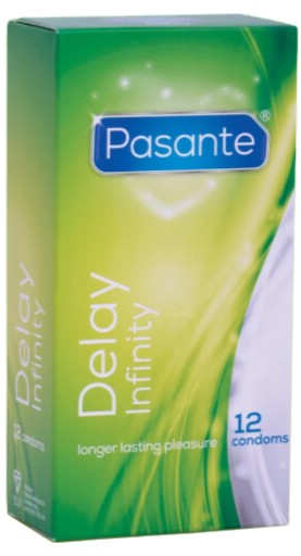 Pasante Delay Infinity kondómy odďaľujúce ejakuláciu, 12 kusov