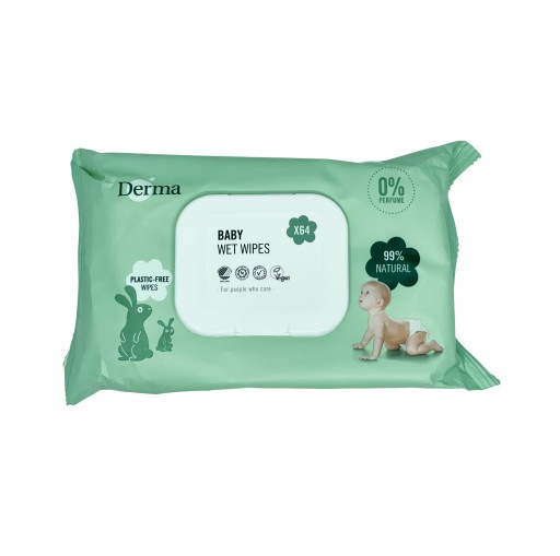 DERMA ECO BABY NATURAL VLHČENÉ Utierky 64 ks