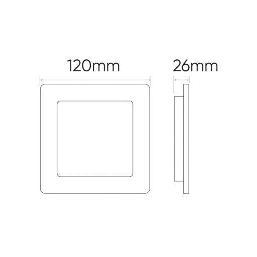 Štvorcový zapustený stropný panel 9W 230V biely