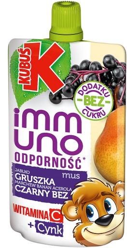 KUBUŚ Immuno Jablko Hruška Mousse Čierna baza 100 g