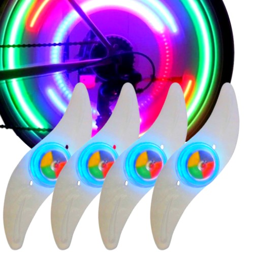 4 x LED SVETLO NA BICYKEL NA KRYT KOLESÁ RGB viacfarebný