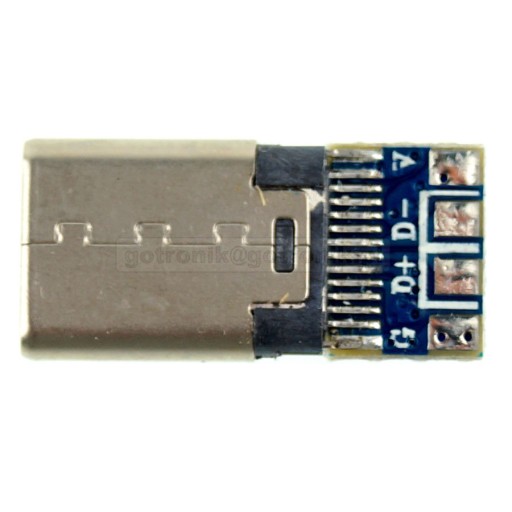 USB C zástrčka, čierne puzdro na spájkovanie kábla