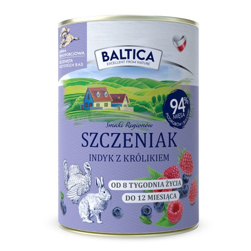 BALTICA TURECKA S KRÁLIKOM PRE ŠTEŇATÁ 400G BEZOBRNNÉ VLHKÉ KRMIVO