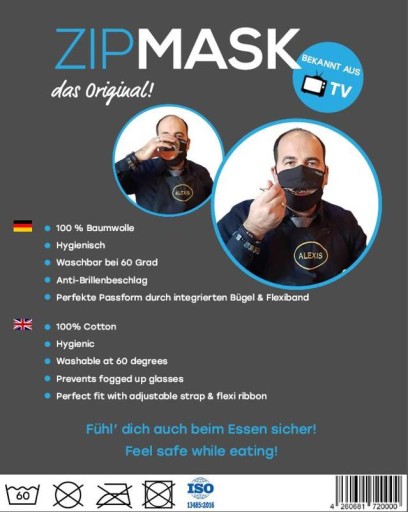 ZipMask Maska na zips JEDZTE A PITE bezpečne