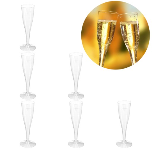 Jednorazové poháre na šampanské 100ml, 6ks