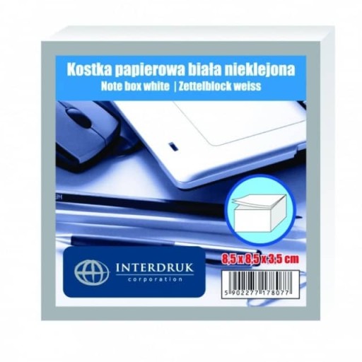 Papierová kocka 85x85, nelepená, biela INTERDRUK