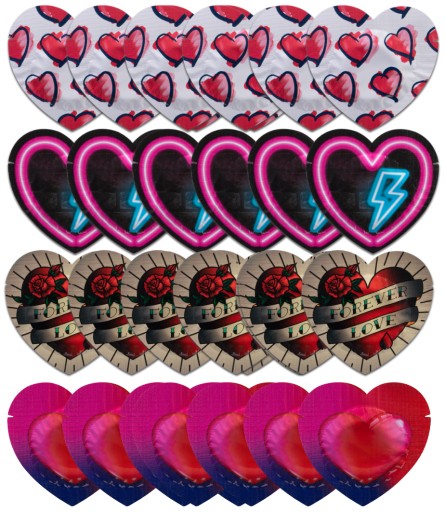 Kondómy Pasante Heart Red Heart 24 kusov červeného latexu