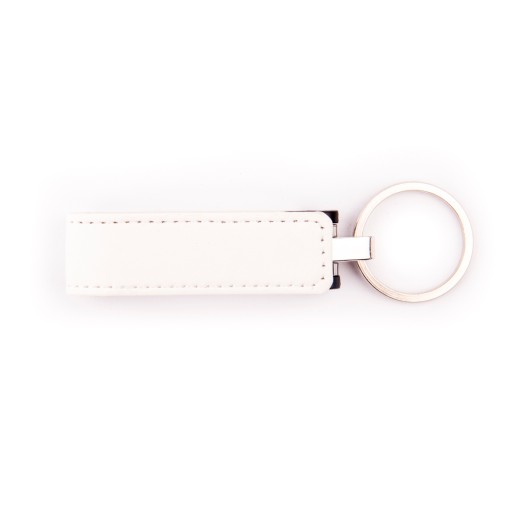 Kožená kľúčenka Pendrive biela 2 GB dátumovka
