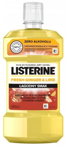 Listerine ústna voda so zázvorom a limetkou 500 ml jemnej chuti
