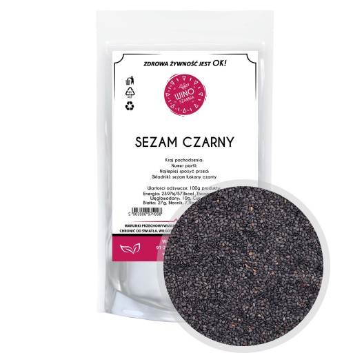 nelúpaný čierny sezam na sushi - 500 g sezamových semienok