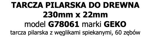 Kotúč na drevo 230x22x60T (otvory) GEKO G78061