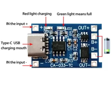 NABÍJACÍ MODUL BATÉRIE Li-Ion 18650 USB-C TP4056