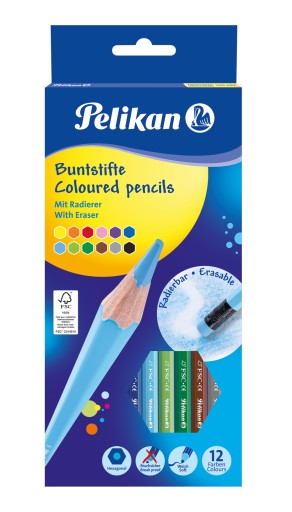 CERUŽKOVÉ PALUBKY S GUMAMI - 12 farieb PELIKÁN FAREBNÉ GUMY