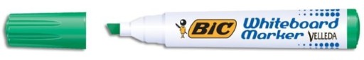 Za sucha zmazateľný popisovač na biele tabule BIC Velleda, zelený skosený hrot