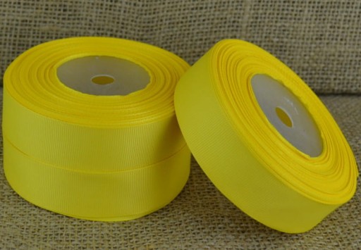 Grogrénová stuha na ozdobu, ozdobná vianočná dekorácia, 25mm 22mb, žltá