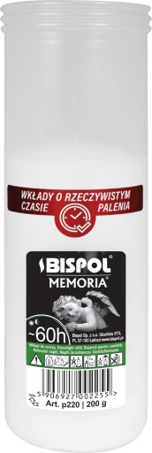 Vložka do sviečky parafínová BISPOL P220 60H 1 ks.