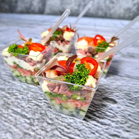 Nádoby na poháre Finger Food OPÄTOVNE POUŽITEĽNÁ pyramída! Priestor 2 120ml 24ks.