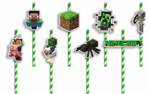 NARODENINOVÉ SLAMKY s POSTAVIČKAMI - MINE.CRAFT VÍLA NARODENINOVÉ HRY - 8 ks.