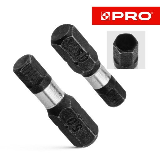 Nárazový bit HEX5 Nárazové bity 25mm | Nárazový bit pre skrutkovač 2 ks.