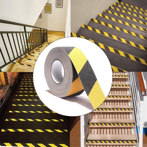 PROTIKLZUMOVÁ SAMOLEPIACA PÁSKA ŽLTÁ A ČIERNA 50 mm * 5 METROV NA SCHODY