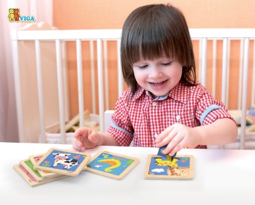 VIGA DREVENÉ PUZZLE COW PUZZZLE 4 ELEMENTY MONTESSORI