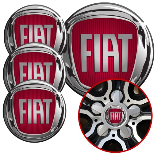 4 Emblémy Stredy ráfikov Kryty kolies Kolesá FIAT TOP SET 60 mm