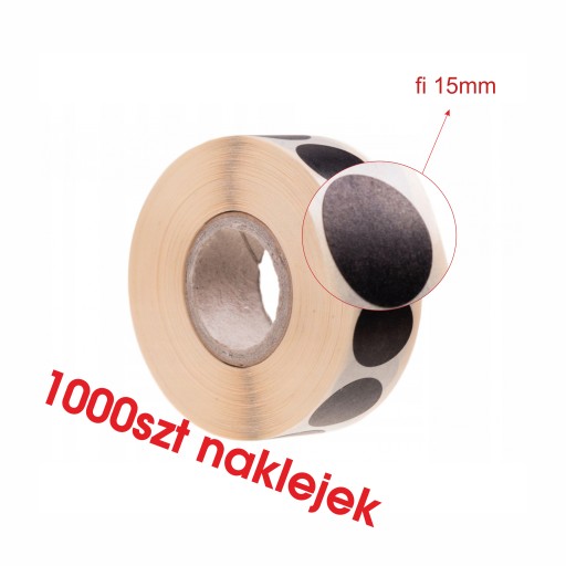 Nálepky na kotúče 15 mm, 1000 ks, čierne, rolka