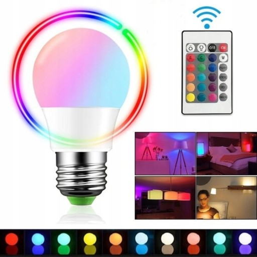 FAREBNÁ ŽIAROVKA RGB E27 LED 9W 16 FAREB + DIAĽKOVÉ OVLÁDANIE