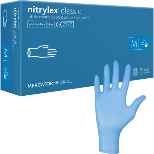 Modré nitrilové rukavice M 100 kusov
