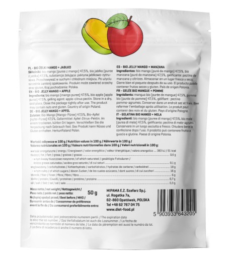 Diétne jedlo BIO Mango Jablko OVOCNÉ ŽELÉ BEZ CUKRU