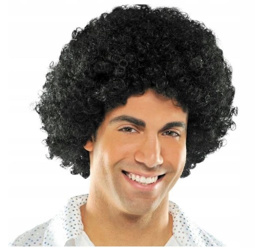 AFRO Parochňa ČIERNA KUČERATÉ VLASY PÁRTY maškarné šaty NA SILVESTRA