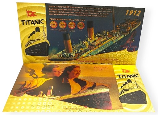 TITANIC Krásna pozlátená bankovka zberateľský darček MENY NA NARODENIA