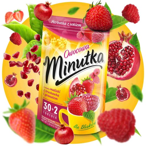 Express Ovocný čaj so šťavou Malina Jahoda Granátové jablko 32 T. Minutka
